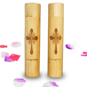 Set of 4 Small Bamboo Scattering Urn Tube for Human Ashes, ECO & Biodegradable Friendly Mini Bamboo Spreading Cremation Tube Urn for Adult Male Female Ashes