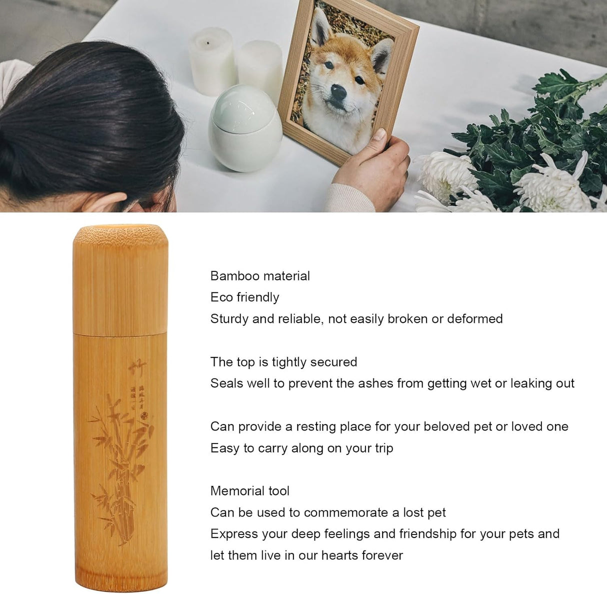 Small Bamboo Scattering Urn Tube, Ashes Biodegradable Scattering Cremation ECO Biodegradable Friendly Mini Spreading Cremation for Human Ashes Pet Dog Cat Ashes