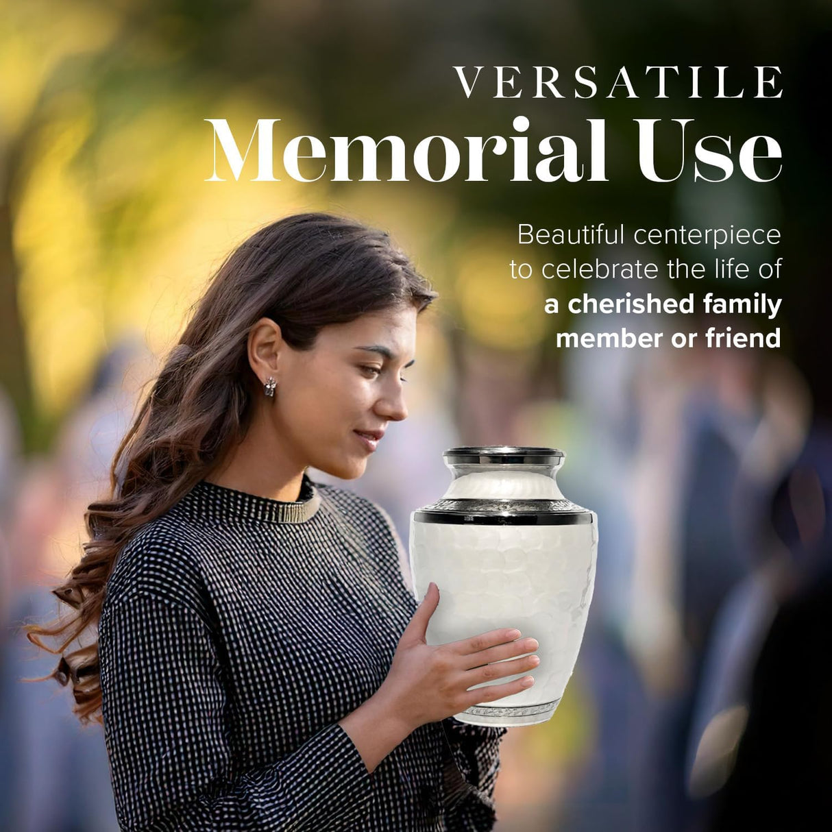 Eternal Harmony Large Urn for Ashes, Adult Male & Female Cremation Urn for Human Ashes with Elegant Finishes, Secure Seal & Velvet Bag, Funeral Vase for Men & Women Up to 200 lbs