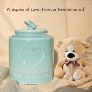 LASTINGTAILS Baby urn Blue Butterfly&Heart Urn for Baby Boy Ashes small urn for human ahses