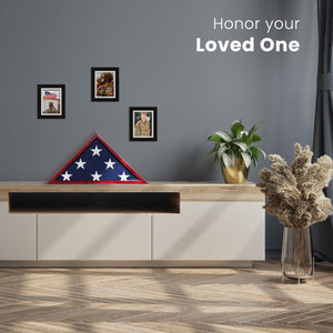 Glass Front Flag Display Case for Burial Flag - Wall Mounted 9.5 X 5 Feet Flag Box for American Veteran Flag and Folded Flag Display - Ideal for Honoring Military Service (Mahogany)