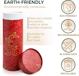 Scattering Tubes for Human Ashes - Cremation Urns for Burial, Travel, Transport Or Spreading Cremains - Cabin-Safe Red Memorial Container & Keepsake - Red Fish Design Large 14.8” x 5”
