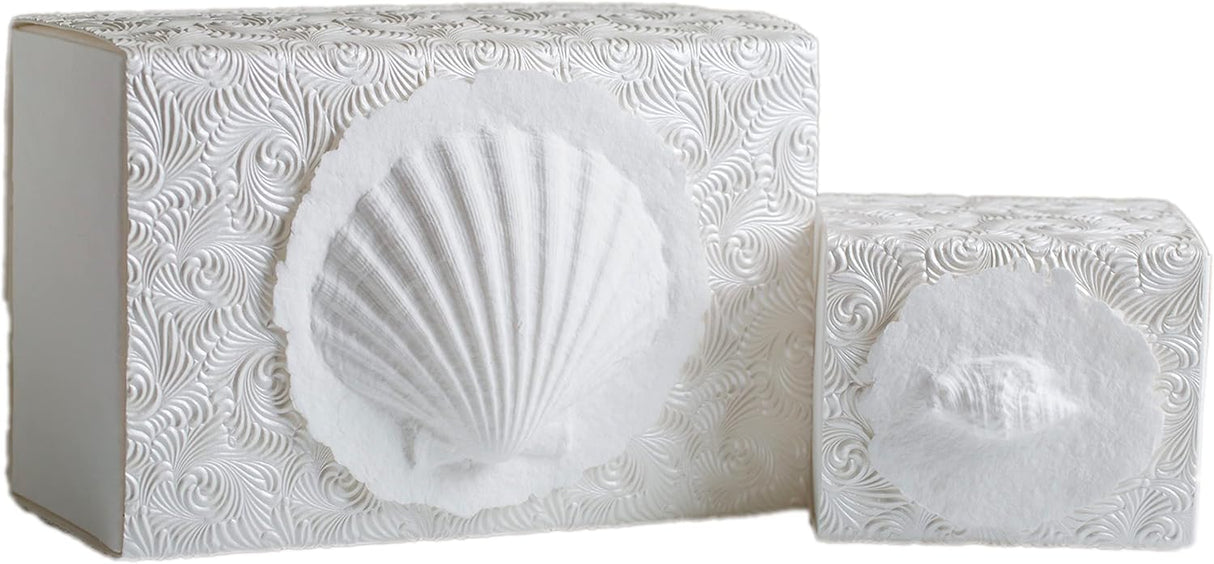 Favorite Place Biodegradable Shell Urn (Large), Eco-Friendly for Cremation or Water Burial (Metallic White K-103)