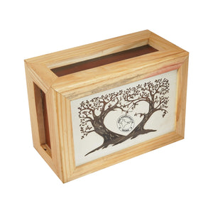 Wooden Box Funeral Cremation Urns for Human Ashes Adult Large - Burial Urns for Columbarium - Tree of Life Flying Bird (250 Cubic Inches, Twin Tree - Heart)