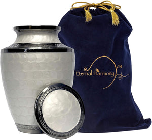 Eternal Harmony Large Urn for Ashes, Adult Male & Female Cremation Urn for Human Ashes with Elegant Finishes, Secure Seal & Velvet Bag, Funeral Vase for Men & Women Up to 200 lbs