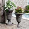 23" Tall Plastic Urn Planter (2-Pack) – Planters for Outdoor Plants with Drainage Holes & Trophy Design, Heavy-Duty Classic Indoor Large Flower Pots for Home Garden, Front Porch & Decor, Black