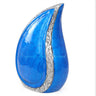 10" Teardrop Chiseled Aluminum Funeral Ashes Urn for Adults and Pets | Cremation Metal Storage with Lid