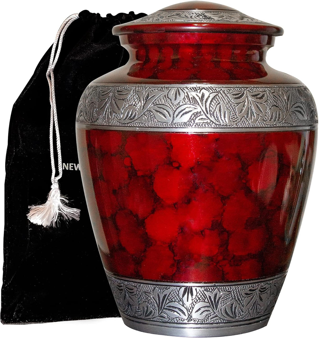 Extra Large Companion Human Funeral Cremation Urn, Personalized Double Urn for Two Adults (Red)