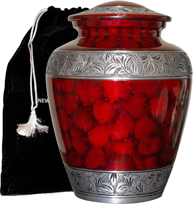 Extra Large Companion Human Funeral Cremation Urn, Personalized Double Urn for Two Adults (Red)