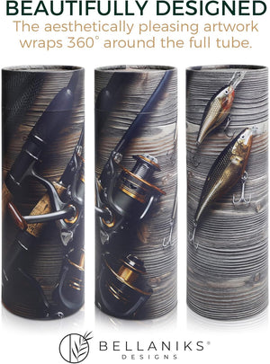 Scattering Tubes for Human Ashes - Cremation Urns for Burial, Travel, Transport & Spreading Cremains - Cabin-Safe Grey Memorial Container Keepsake - Grey Fishing Design Large 14.8" x 5"