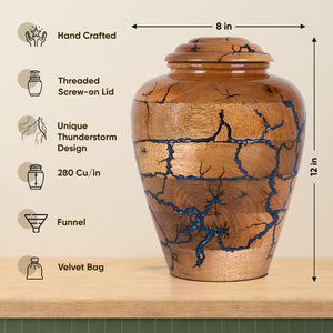 Wooden Cremation Urns for Human Ashes Adult Male 280 Cubic Inches - Urns for Ashes for Women & Men - Blue Urn for Adult Male - Decorative Urn - Burial and Funeral Urn - Blue, Extra Large 280lbs