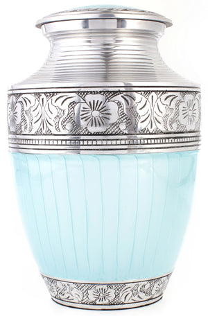 Decorative Burial Urn for Human Ashes Adult Female and Male 200+ Cubic Inches, Handcrafted Funeral Memorial Cremation Urn Affordable Urn for Human Ashes (Silver Black) ALPHA Living HOME