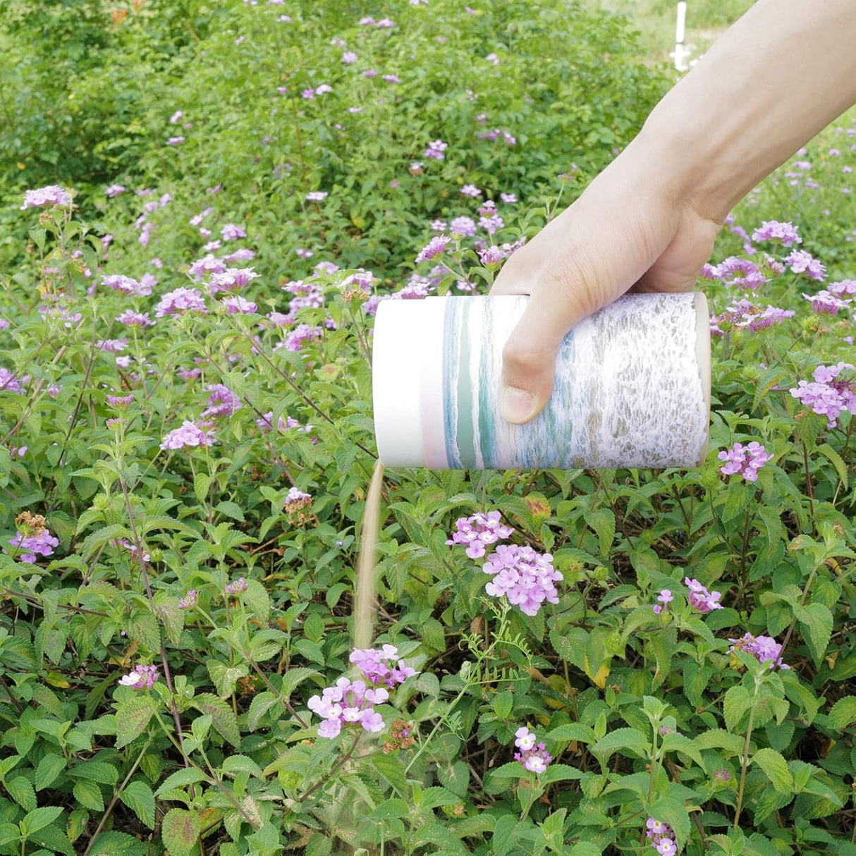 Set of 2 Biodegradable Scattering Tube Urn for Ashes, 40 lbs ECO Small Spreading Cremation Paper Urn for Human Male Female Adult Pet Dog Cat Ashes, Including Canvas Pouch(Ocean Sunset)