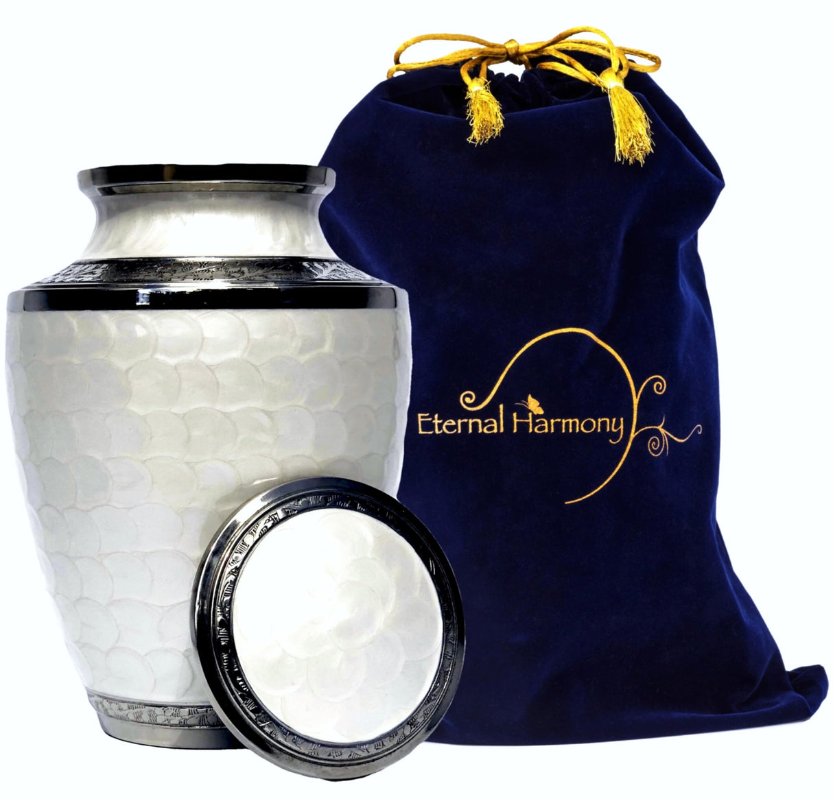Eternal Harmony Large Urn for Ashes, Adult Male & Female Cremation Urn for Human Ashes with Elegant Finishes, Secure Seal & Velvet Bag, Funeral Vase for Men & Women Up to 200 lbs