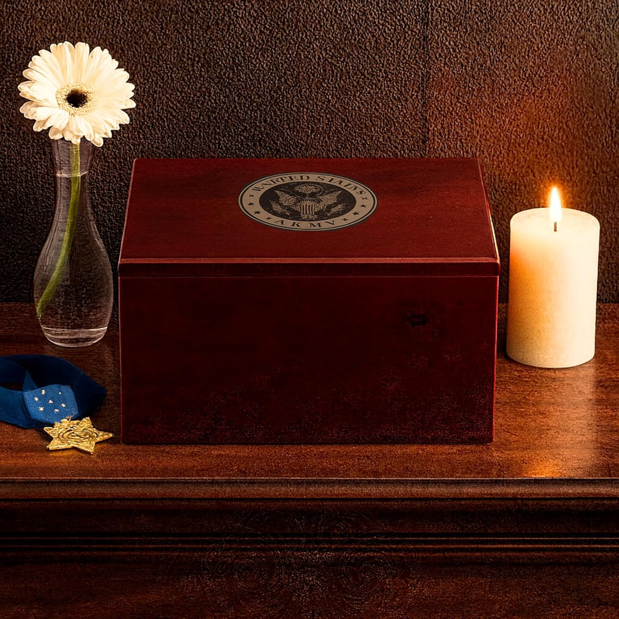 Bey-Berk Officially Licensed U.S. Army Military Urn - Large Cremation Urn for Human Ashes, Lacquered Rosewood, Laser Etched US Army Logo, Memorial Urns for Veterans