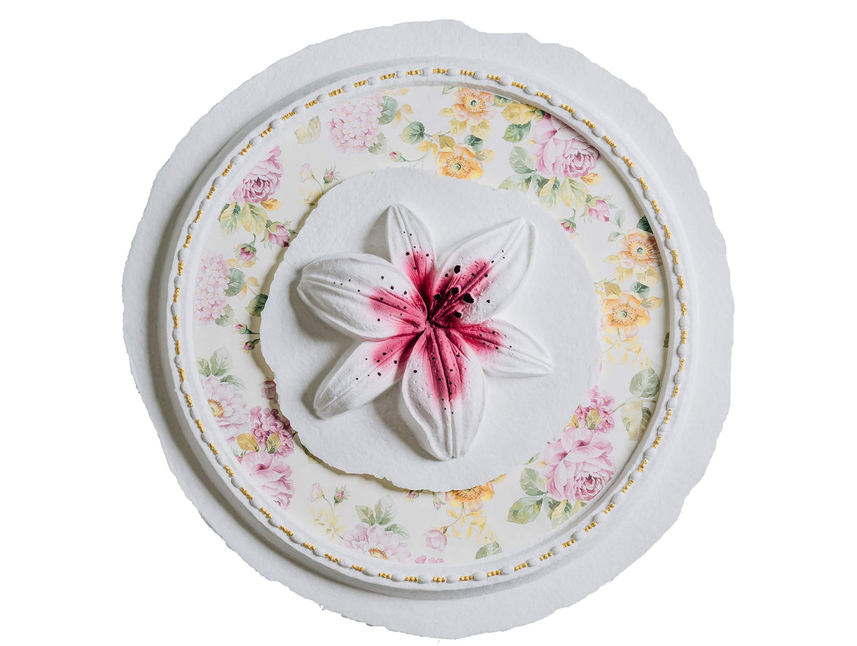 Biodegradable Urn for Human Ashes (The Lily at Peace) Burial Urn, Floats in Water, for Cremation, Ocean Scattering for Ashes, Adult Size W-302