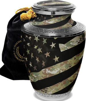 Army Cremation Urn for Ashes Adult Male - Beautifully Handcrafted Decorative Urns & Personalized Military Urns for Human Ashes Adult Man OCP