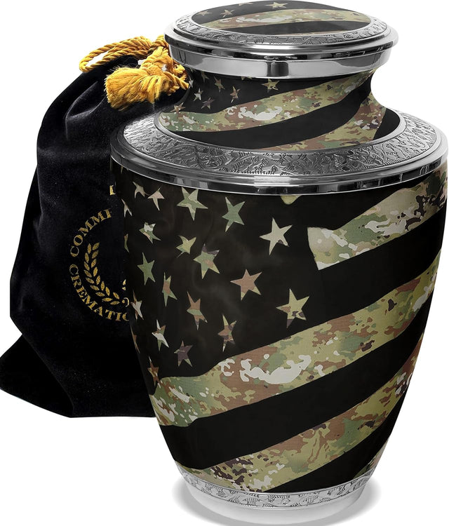 Army Cremation Urn for Ashes Adult Male - Beautifully Handcrafted Decorative Urns & Personalized Military Urns for Human Ashes Adult Man OCP