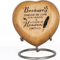 Wooden Heart Keepsake Urns For Human Ashes Adult Male, Female - Cremation Urn Small Mini Decorative Funeral, Urns for Mom, Dad, Men, Infant, Child - Because Someone We Love is in Heaven
