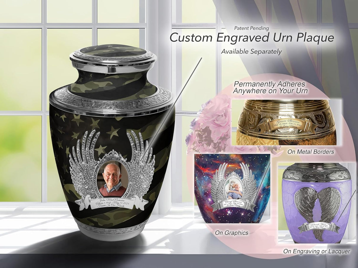 Military Cremation Urn for Ashes Adult Male - Beautifully Handcrafted Decorative Urns & Personalized Army Urns for Human Ashes Adult Man Traditional Camouflage