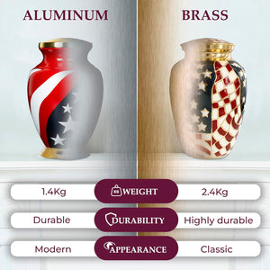 Trupoint Memorials Cremation Urns for Human Ashes, Military and Patriotic Decorative Burial Urn for Veteran Adult Large & Small Urns for Human Ashes Keepsake, Small American Flag with Velvet Heart Box