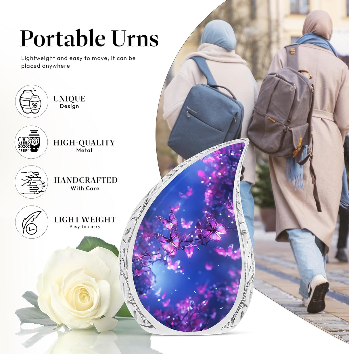 Butterfly Urns, Adult Cremation Urns - Funeral Urns for Adult Ashes Women - Urns for Cremation Ashes - Companion Urn - Cremation Urns Adult