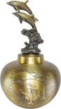Dolphin Cremation Urn, Urns for Human Ashes, Adult Size Brass Dolphin Funeral Urn