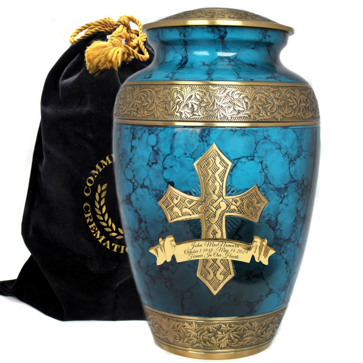 Bronze Cross Cremation Urn for Ashes Adult Male - Personalized Cremation Urns for Human Ashes Adult Man Decorative Urns - Beautifully Handcrafted Cross Urn