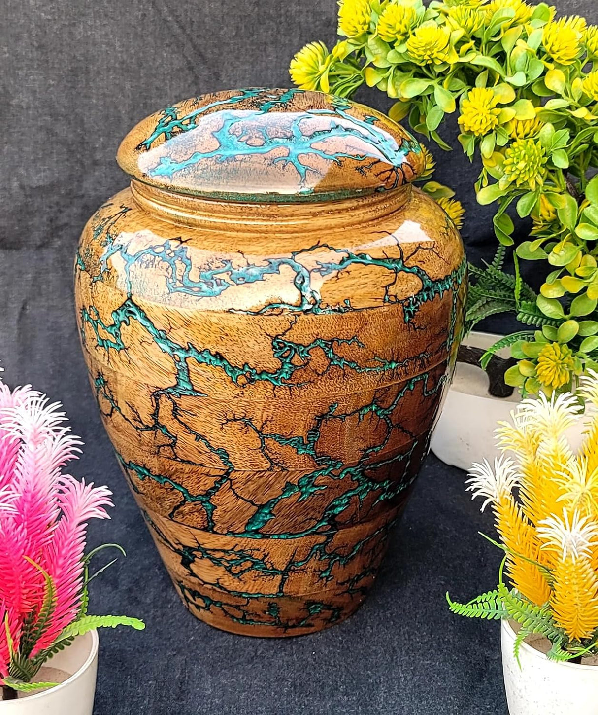 Resin and Wooden Cremation Urn for Human Ashes Male/Female, Cremation Adult Funeral Urn Box, Personalized Urn for Human Ashes - Custom Urn for Ashes (Small)