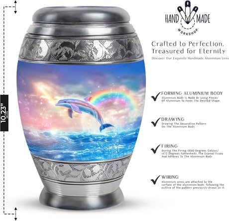 Dolphin Urn for Ashes - Funeral Urns of Human Ashes Adult Female - Cremation Urns for Men & Women - Companion Urn for Mom