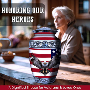 Set of 6 American Flag Decorative Cremation Urns for Ashes Adult Male & Female Includes 1 Large Urn with 4 Small Keepsakes & 1 NecklaceUrn for Human Ashes
