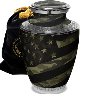 Military Cremation Urn for Ashes Adult Male - Beautifully Handcrafted Decorative Urns & Personalized Army Urns for Human Ashes Adult Man Traditional Camouflage