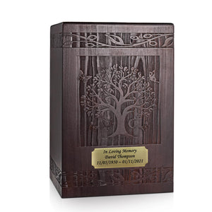 Abooxiu Cremation Urns for Human Ashes Adult Male Female, Wooden Tree of Life Medium Keepsake Urns for Ashes, Burial Funeral Memorial Decorative Urns for Men Women Pets Dog Urn- Up to 200 lbs
