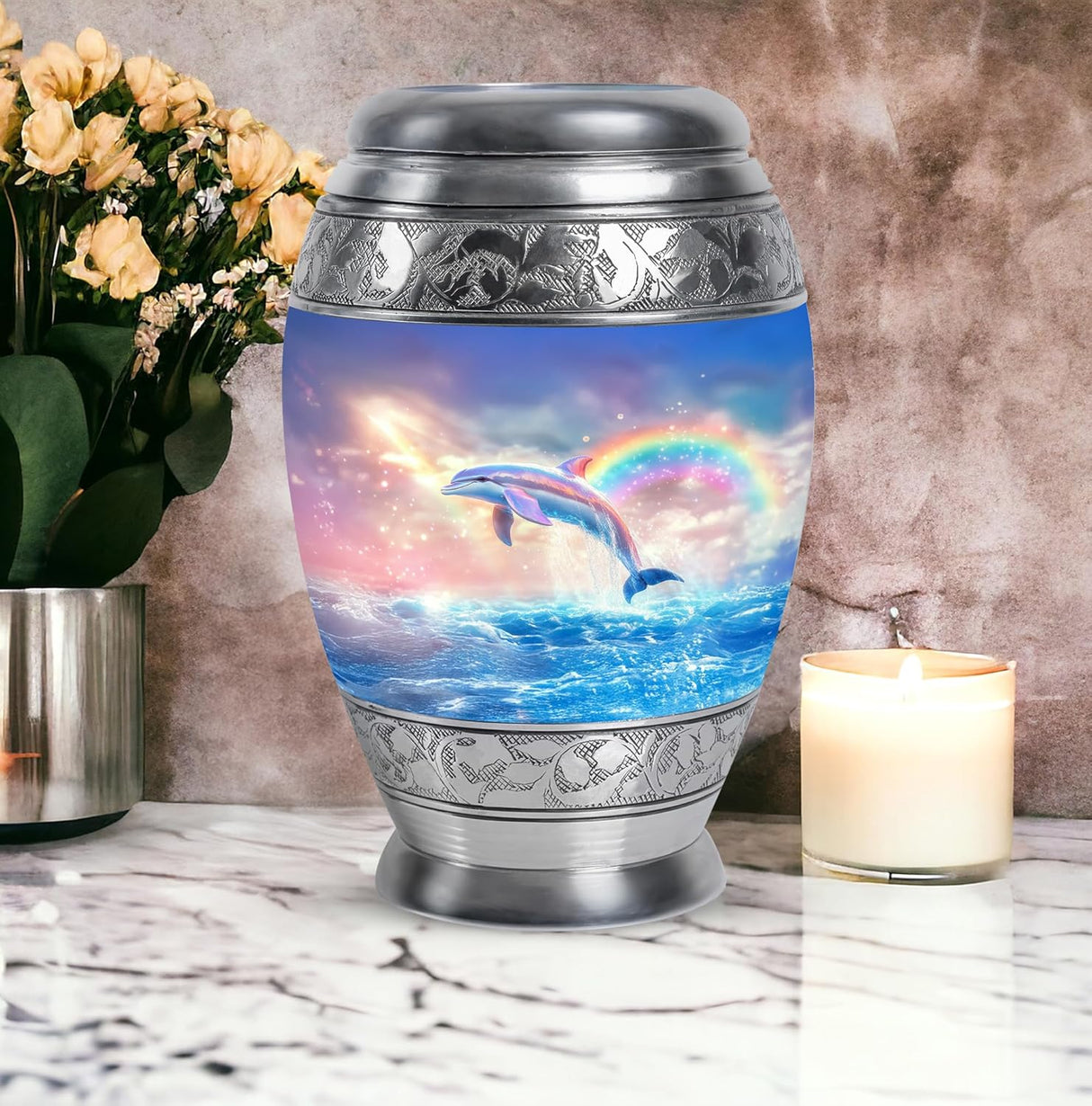 Dolphin Urn for Ashes - Funeral Urns of Human Ashes Adult Female - Cremation Urns for Men & Women - Companion Urn for Mom