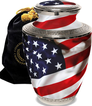 American Flag Cremation Urn for Ashes Adult Male - Beautifully Handcrafted Patriotic & Personalized Cremation Urns for Human Ashes Adult Man for Veteran or Patriot