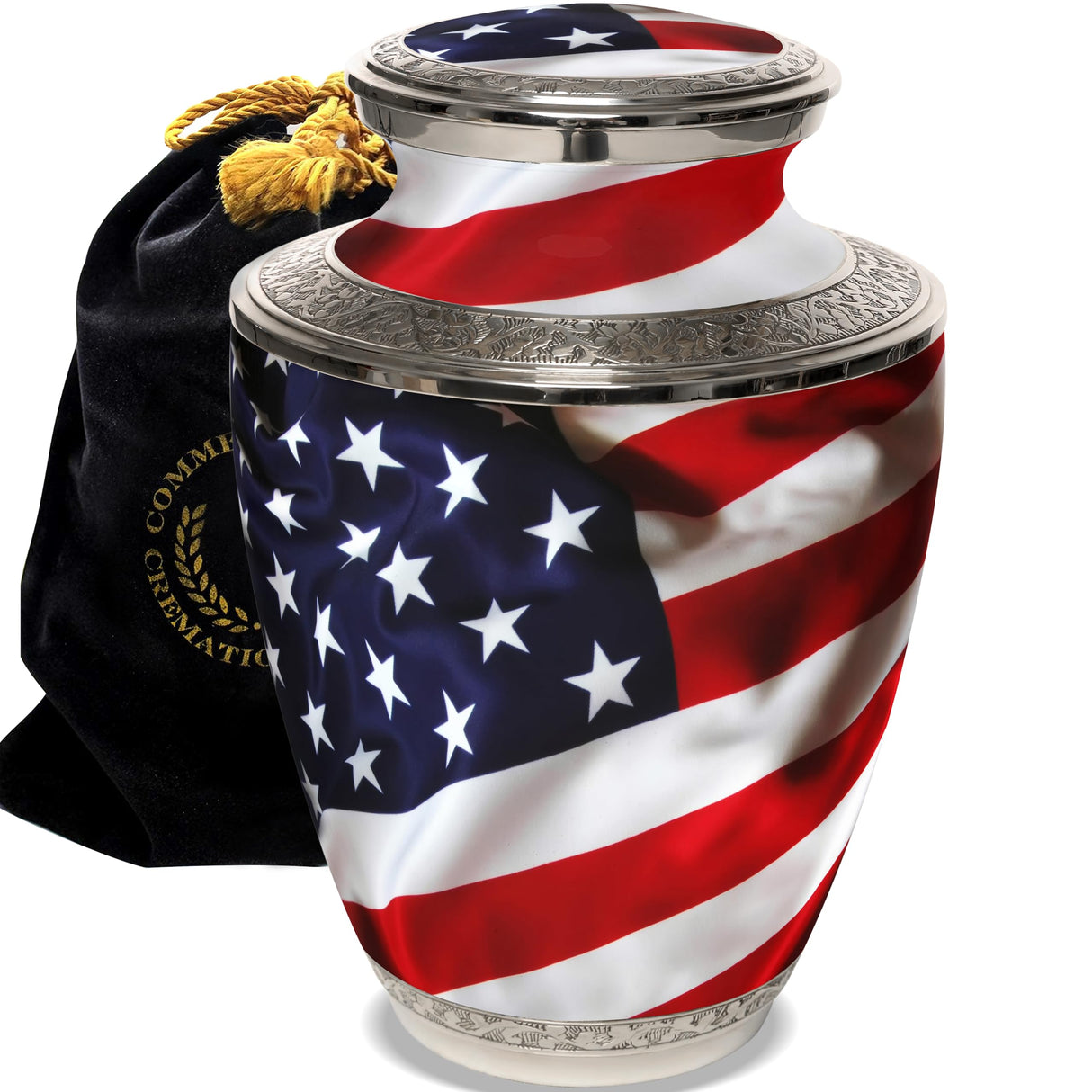 American Flag Cremation Urn for Ashes Adult Male - Beautifully Handcrafted Patriotic & Personalized Cremation Urns for Human Ashes Adult Man for Veteran or Patriot