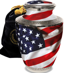 American Flag Cremation Urn for Ashes Adult Male - Beautifully Handcrafted Patriotic & Personalized Cremation Urns for Human Ashes Adult Man for Veteran or Patriot