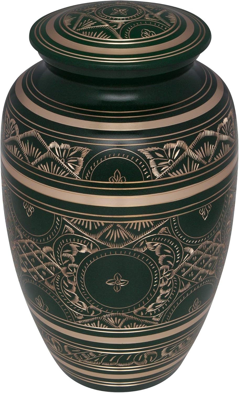 Irish Green Funeral Urn by Liliane Memorials - Cremation Urn for Human Ashes - Hand Made in Brass - Suitable for Cemetery Burial or Niche - Large Size fits Remains of Adults up to 200 lbs - Cassis