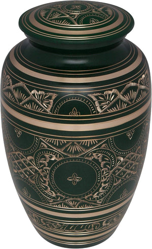 Irish Green Funeral Urn by Liliane Memorials - Cremation Urn for Human Ashes - Hand Made in Brass - Suitable for Cemetery Burial or Niche - Large Size fits Remains of Adults up to 200 lbs - Cassis