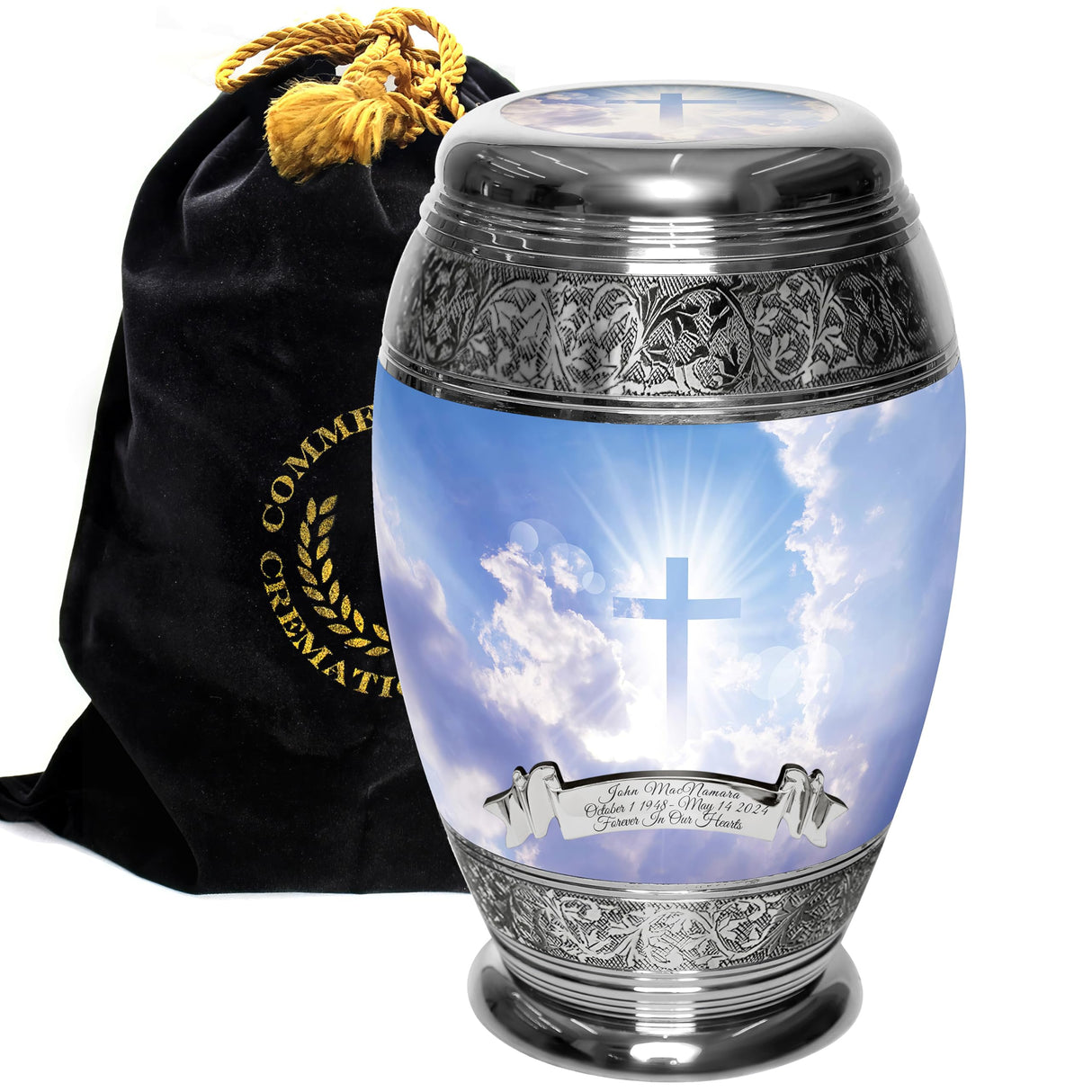 Bronze Cross Cremation Urn for Ashes Adult Male - Personalized Cremation Urns for Human Ashes Adult Man Decorative Urns - Beautifully Handcrafted Cross Urn