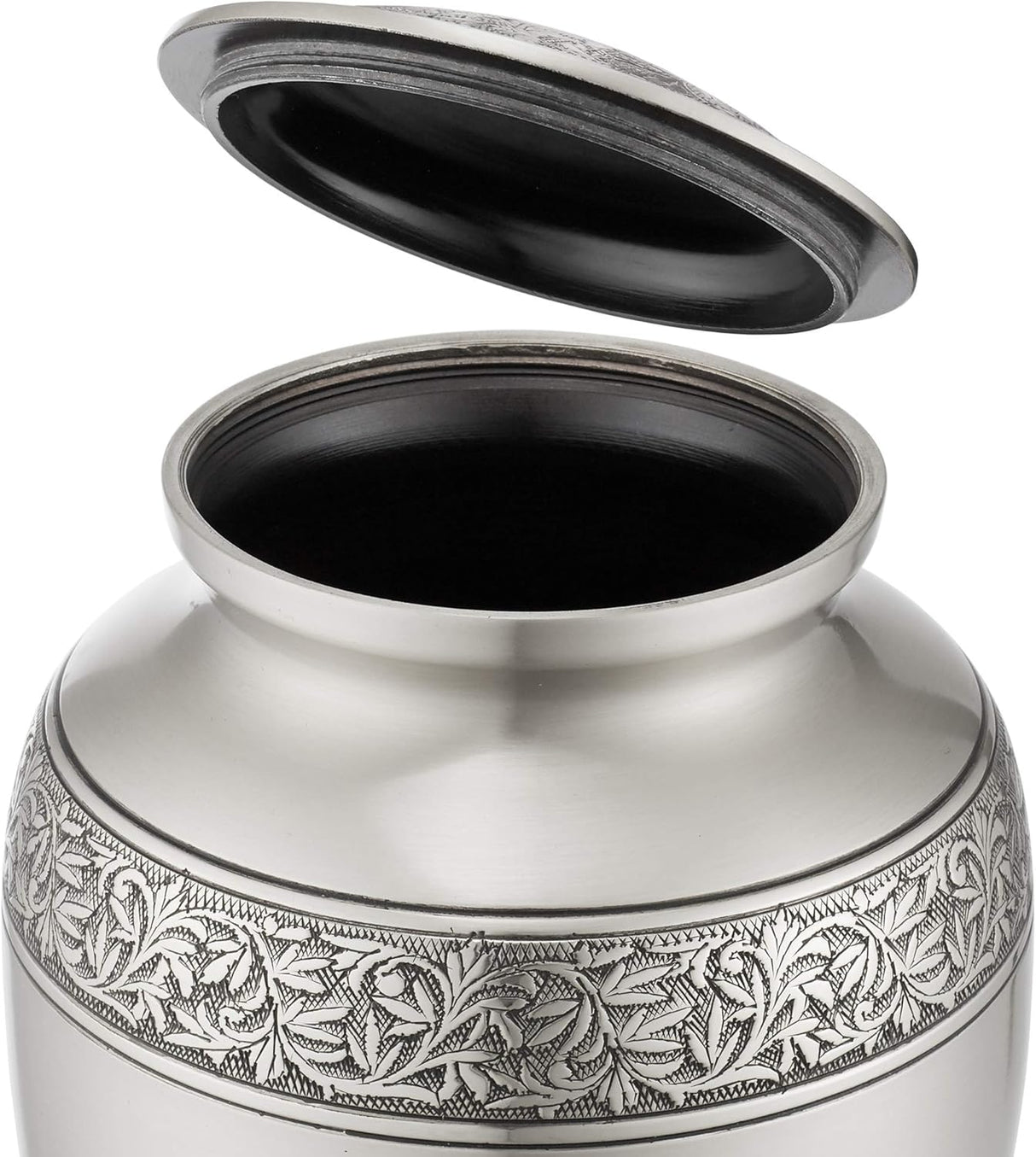 Reminded Cremation Memorial Urn for Human Ashes, Silver Adult Funeral Urn with Velvet Bag
