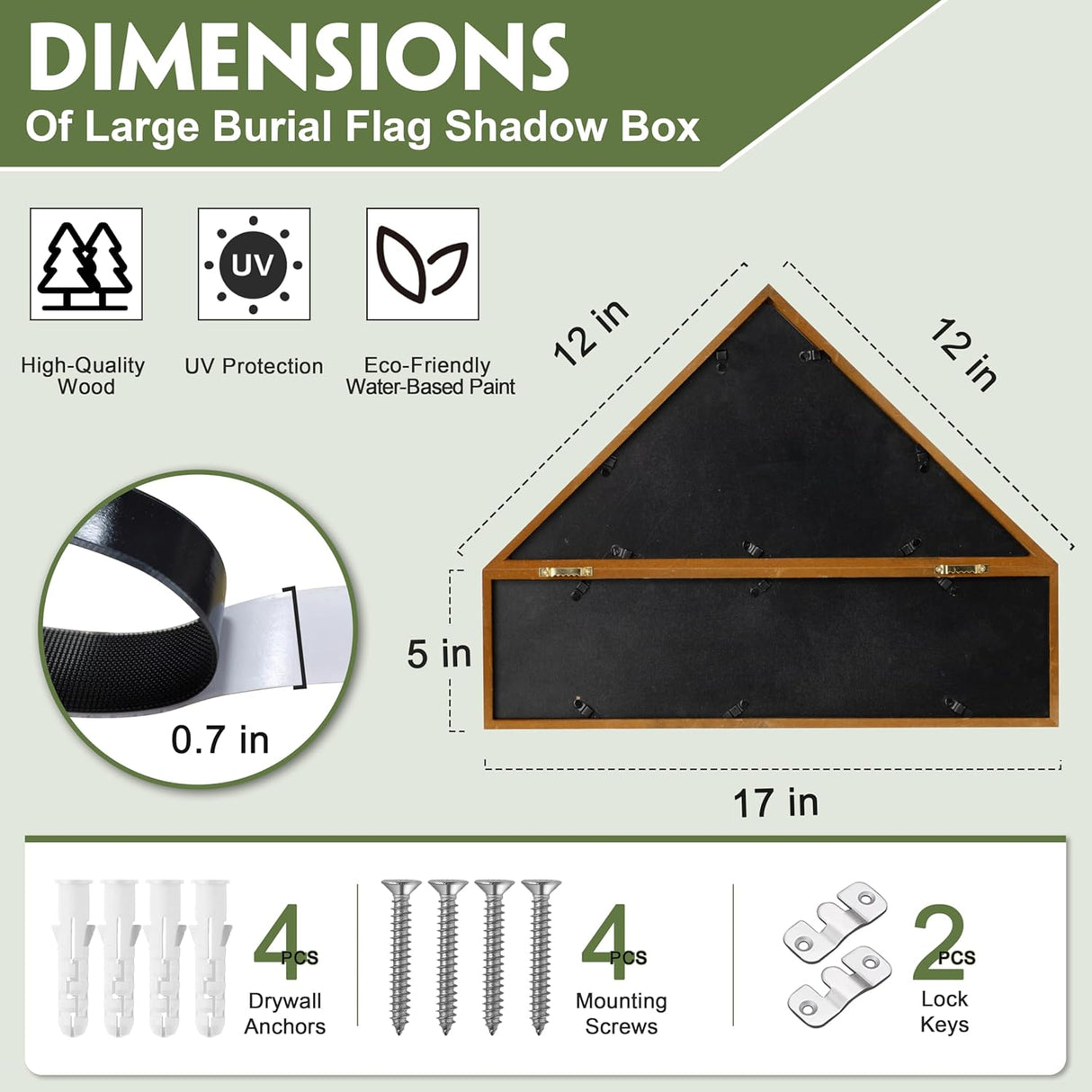 Flag Case for 3'x5' American Flag Display Case Brown Wood Memorial Flag Veteran Military Medal Pins Shadow Box with Acrylic Covered and Wall Mounted (Not for Burial Flag Size)