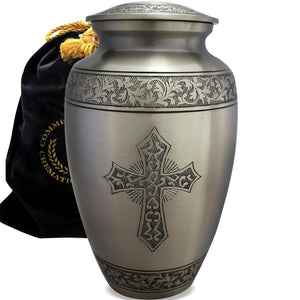 Bronze Cross Cremation Urn for Ashes Adult Male - Personalized Cremation Urns for Human Ashes Adult Man Decorative Urns - Beautifully Handcrafted Cross Urn
