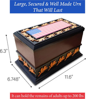 Urns for Ashes - Patriotic Cremation Urn with American Flag - Enduring Ashes Keepsake - Decorative Urns for a Lasting Tribute