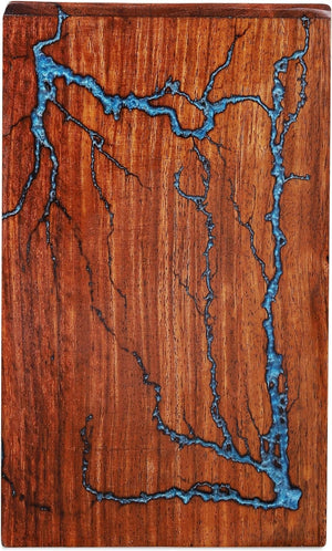 Wooden Cremation Urn for Human Ashes – Blue Epoxy Resin Adult Urn Jar, Decorative Memorial Urn for Men or Women – Funeral Burial Urn, (Medium 100 Cu/in)