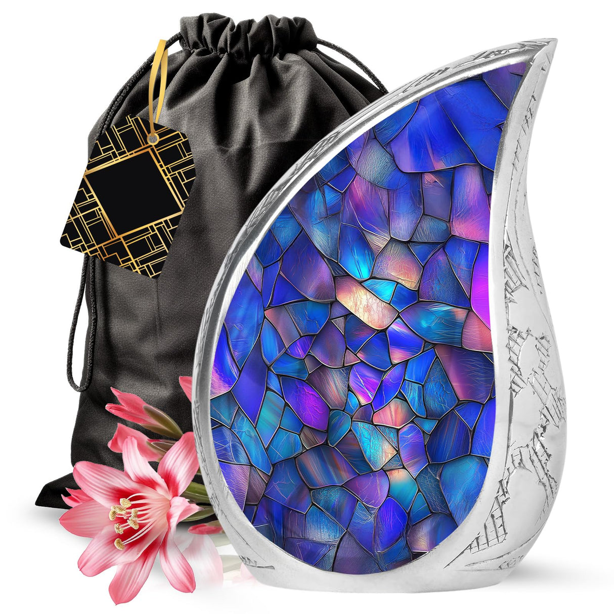 Yatskia Stained Glass Mini Urns for Human Ashes, Small Urn for Ashes Adult Male, (Pack of 1, 3 Inch)