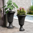 23" Tall Plastic Urn Planter (2-Pack) – Planters for Outdoor Plants with Drainage Holes & Trophy Design, Heavy-Duty Classic Indoor Large Flower Pots for Home Garden, Front Porch & Decor, Black