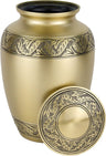 Classic Laurel Gold Cremation Urn for Ashes - Extra Large, Brass, Gold Companion Urn, Extra Large Adult Sized Cremation Urn, 11.625 Inches High
