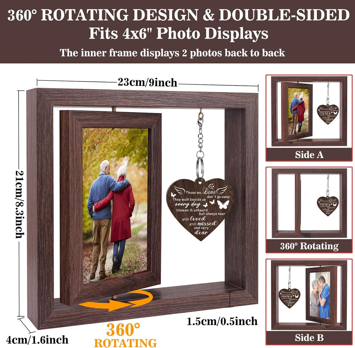 Memorial Sympathy Gifts for Loss of Loved One, Bereavement Gift for Loss of Mom Dad Memorial Picture Frame, Remembrance Condolence Funeral Sentimental In Memory of Loved One Gifts, Display Two 4x6 Photos