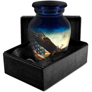 Trupoint Memorials Cremation Urns for Human Ashes, Military and Patriotic Decorative Burial Urn for Veteran Adult Men and Women, Large Blue